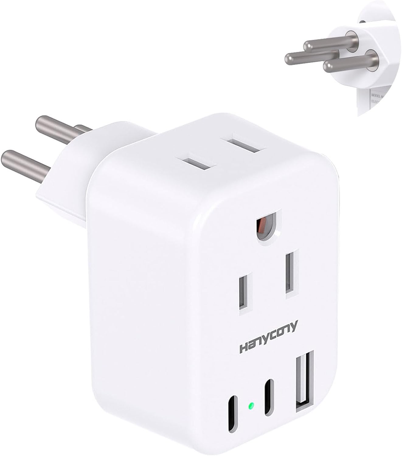 HANYCONY Switzerland Travel Adapter with 2 Outlets & 3 USB Ports for US to Swiss, Liechtenstein, Rwanda - Type J Adapter