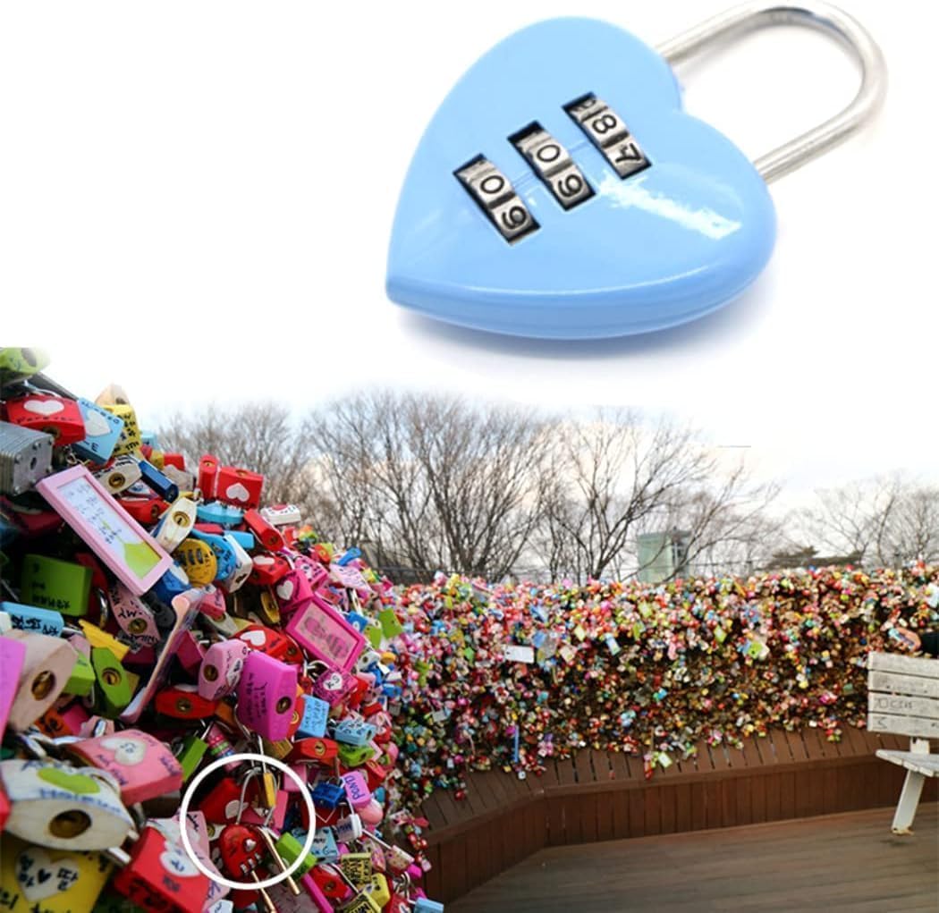 Haohaiblooms Blue Heart-Shaped Combination Padlock - Resettable Code Lock for School, Gym, Fences, Toolboxes - Stylish and Secure Lock for Girls and Women