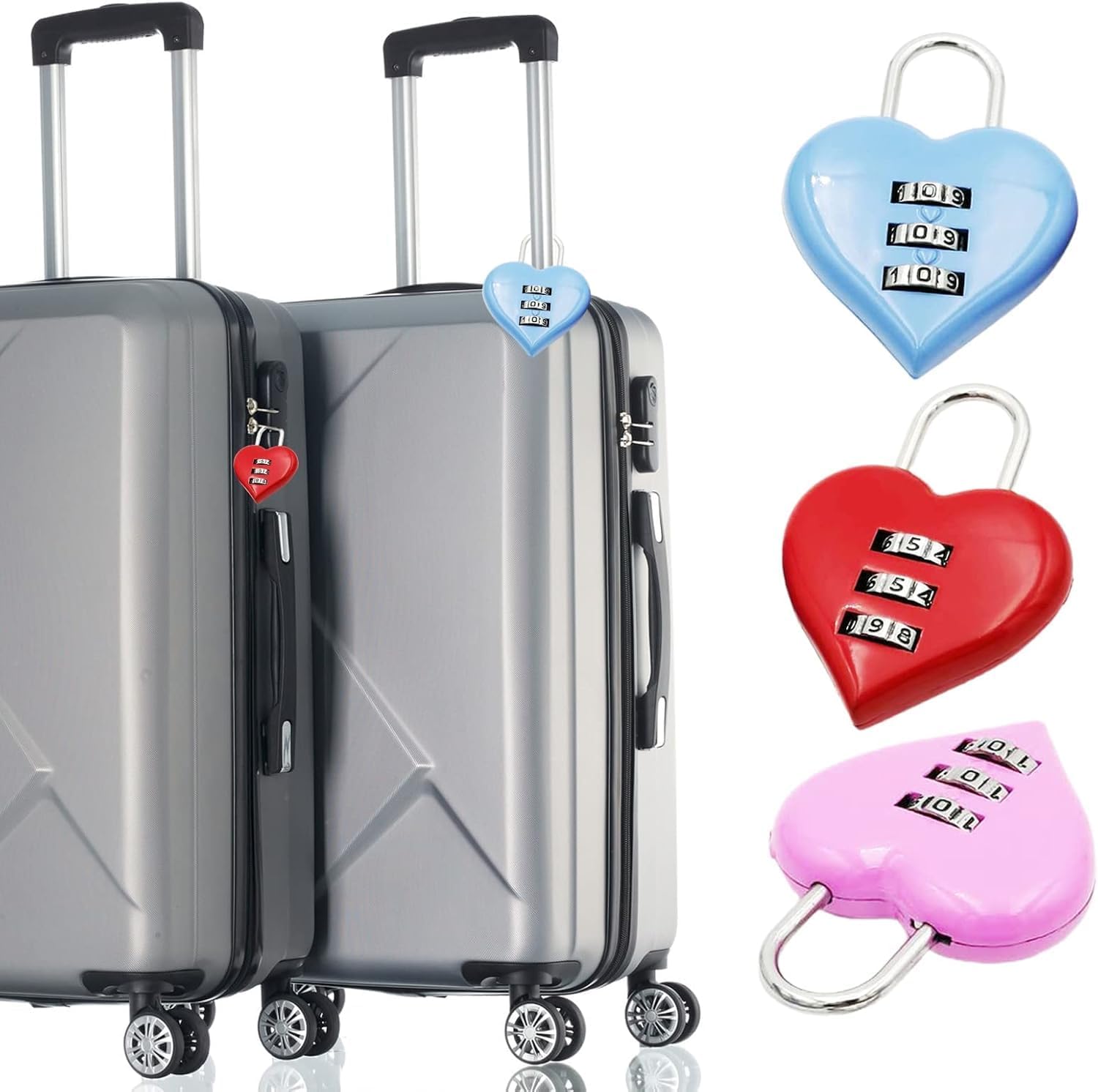 Haohaiblooms Blue Heart-Shaped Combination Padlock - Resettable Code Lock for School, Gym, Fences, Toolboxes - Stylish and Secure Lock for Girls and Women