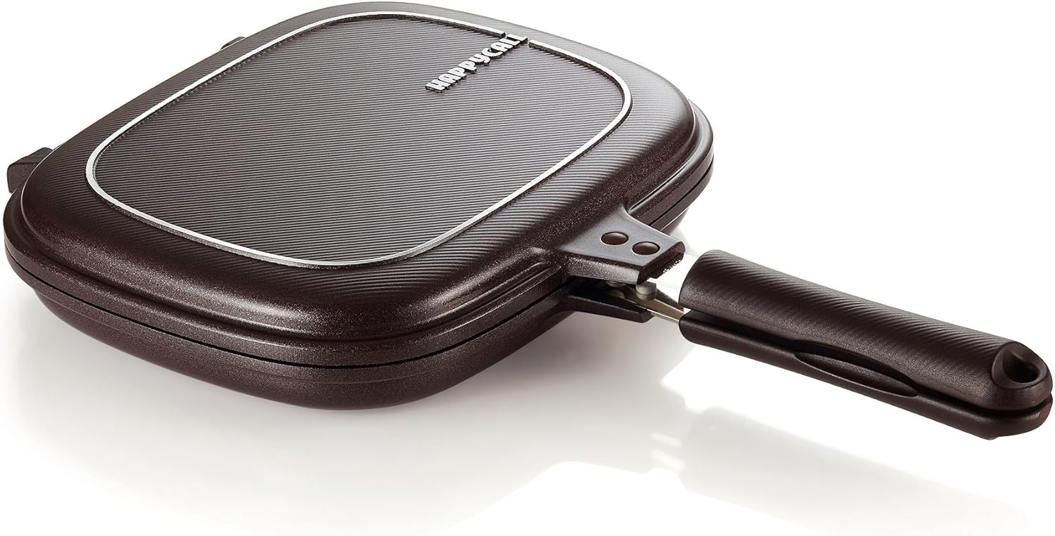Happycall Double Pan - Titanium Nonstick Omelette Flip Pan, Square, Dishwasher Safe, PFOA-free - Brown