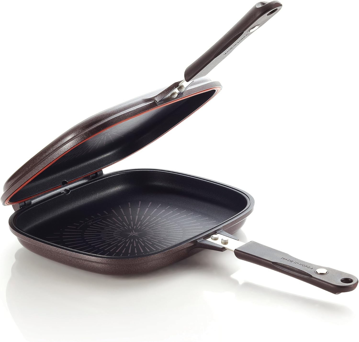 Happycall Double Pan - Titanium Nonstick Omelette Flip Pan, Square, Dishwasher Safe, PFOA-free - Brown
