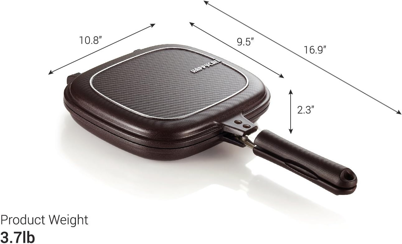 Happycall Double Pan - Titanium Nonstick Omelette Flip Pan, Square, Dishwasher Safe, PFOA-free - Brown