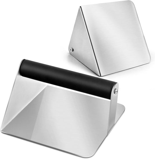 HaSteeL 2Pcs Stainless Steel Smash Burger Press with ABS Handle - Perfect for BBQ Grill and Flat Top Griddle Teppanyaki - Non-Stick & Dishwasher Safe