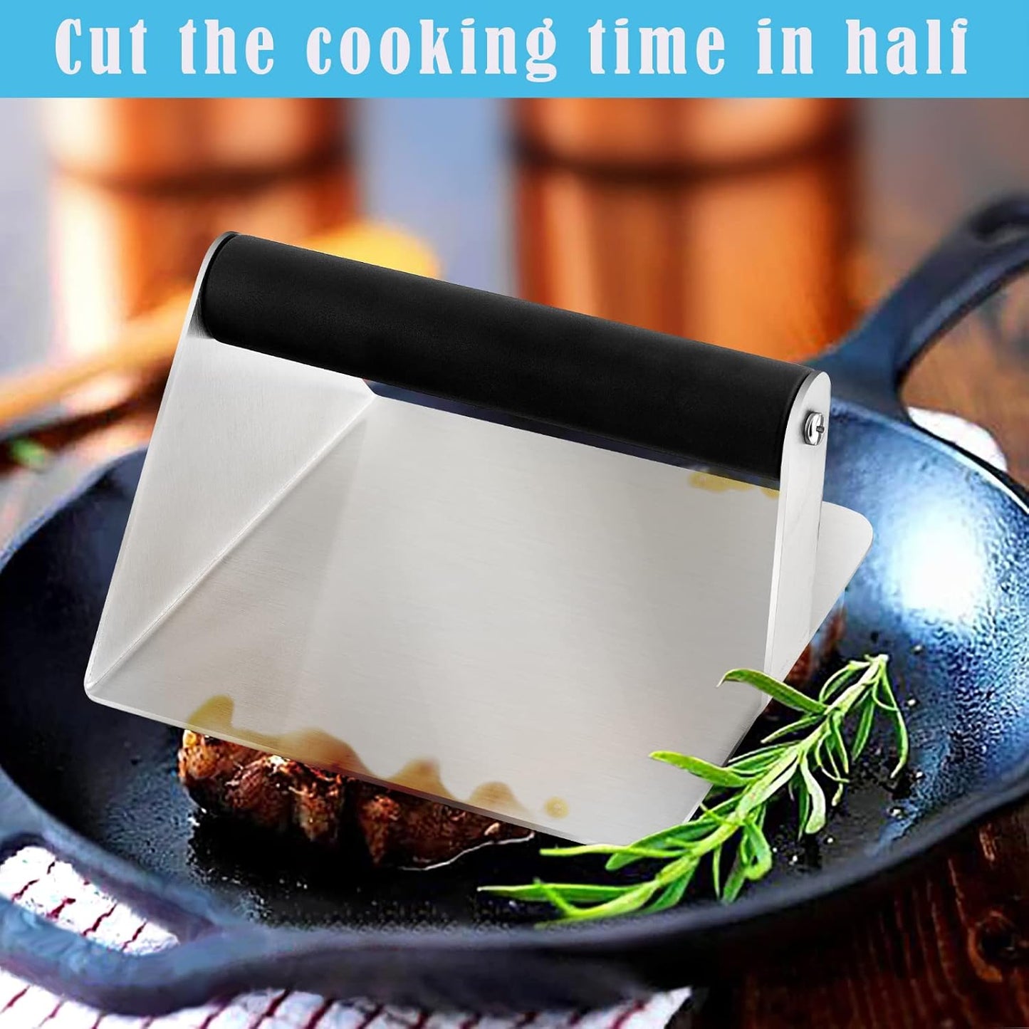 HaSteeL 2Pcs Stainless Steel Smash Burger Press with ABS Handle - Perfect for BBQ Grill and Flat Top Griddle Teppanyaki - Non-Stick & Dishwasher Safe