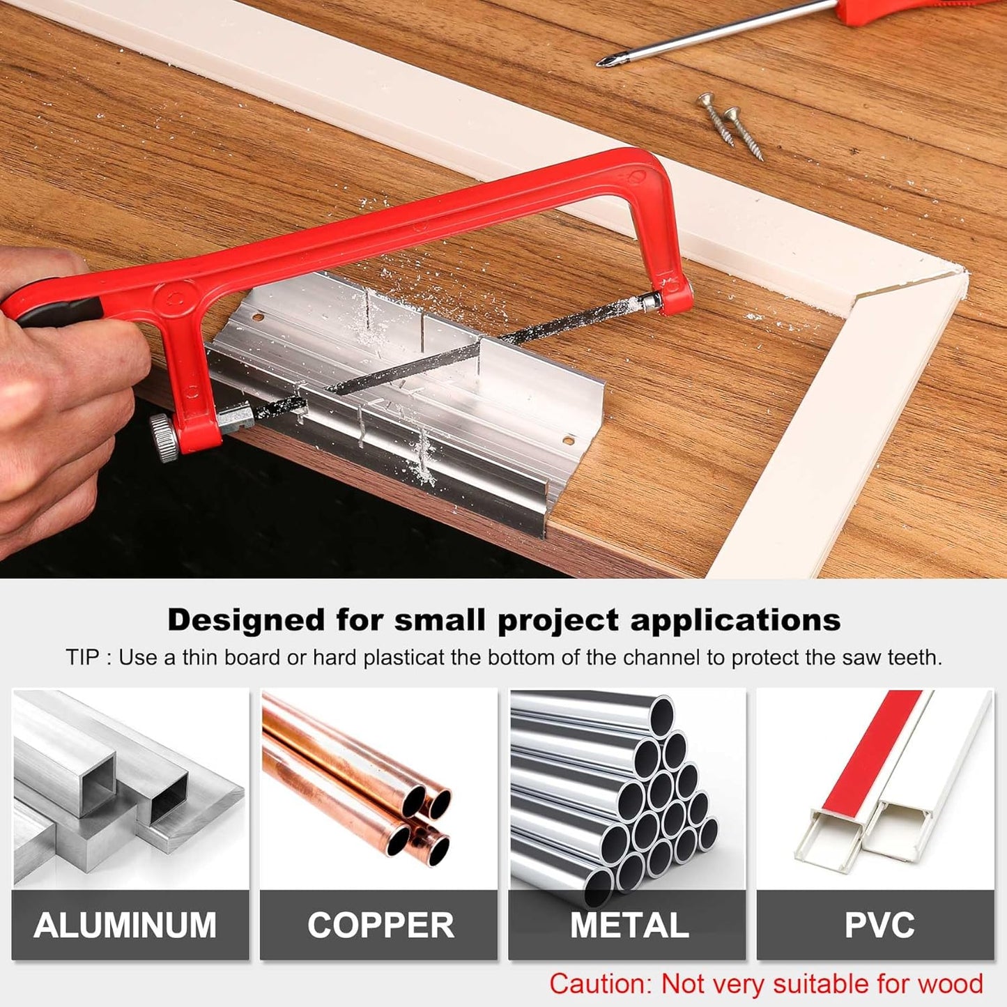 HAUTMEC 6" Mini Hacksaw Set with Miter Box, Bi-Metal Blade, and Adjustable Cutting Angles - Professional Tool for Metal, Crafts, Wood, Plastic