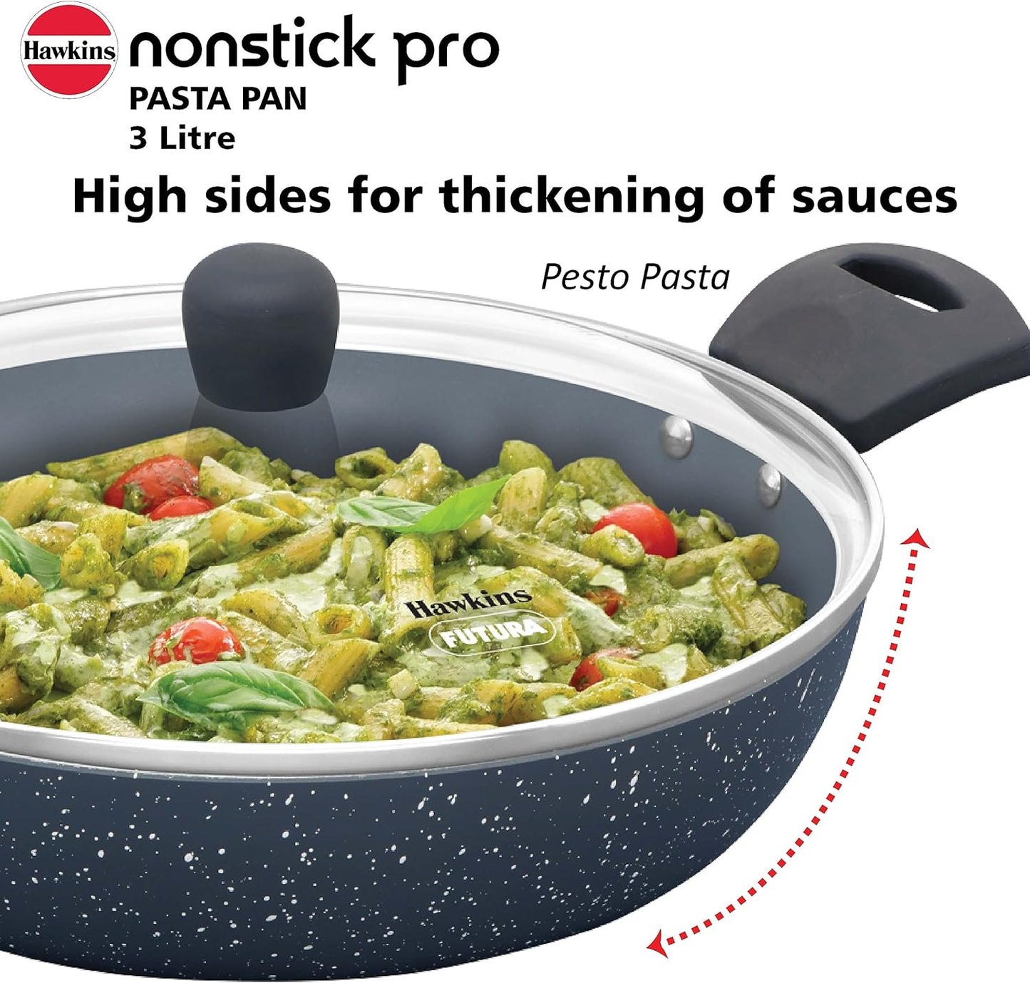 Hawkins ICP28G Nonstick Pro Pasta Pan, 28cm Granite Induction Fry Pan Blue