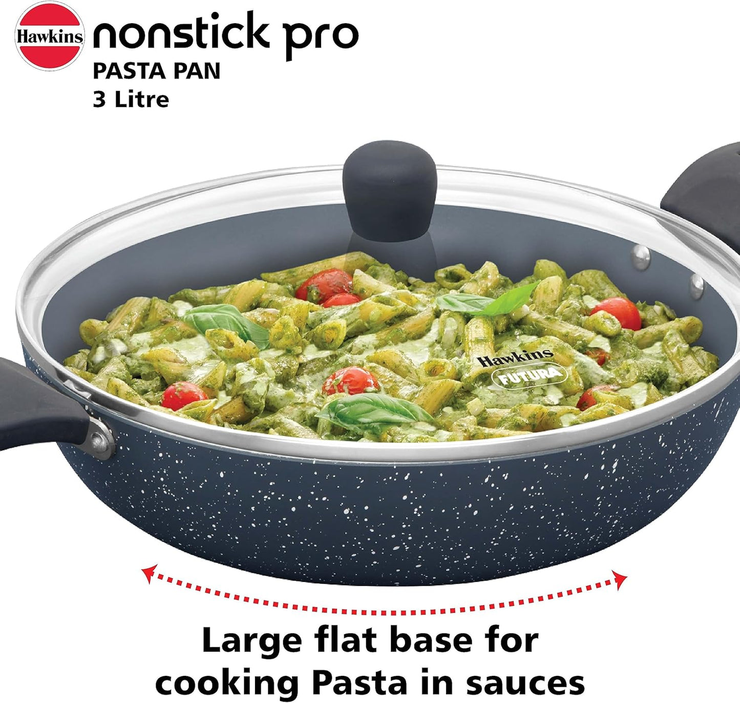 Hawkins ICP28G Nonstick Pro Pasta Pan, 28cm Granite Induction Fry Pan Blue