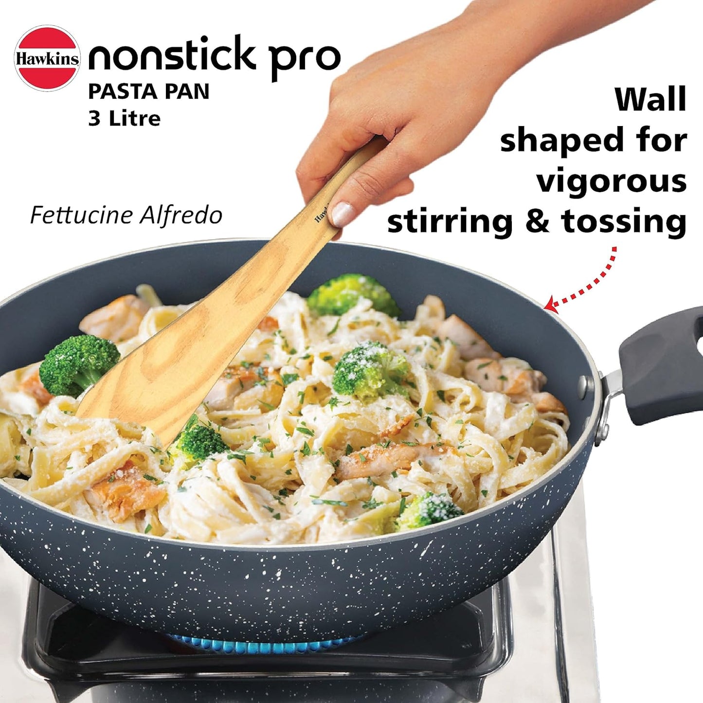 Hawkins ICP28G Nonstick Pro Pasta Pan, 28cm Granite Induction Fry Pan Blue