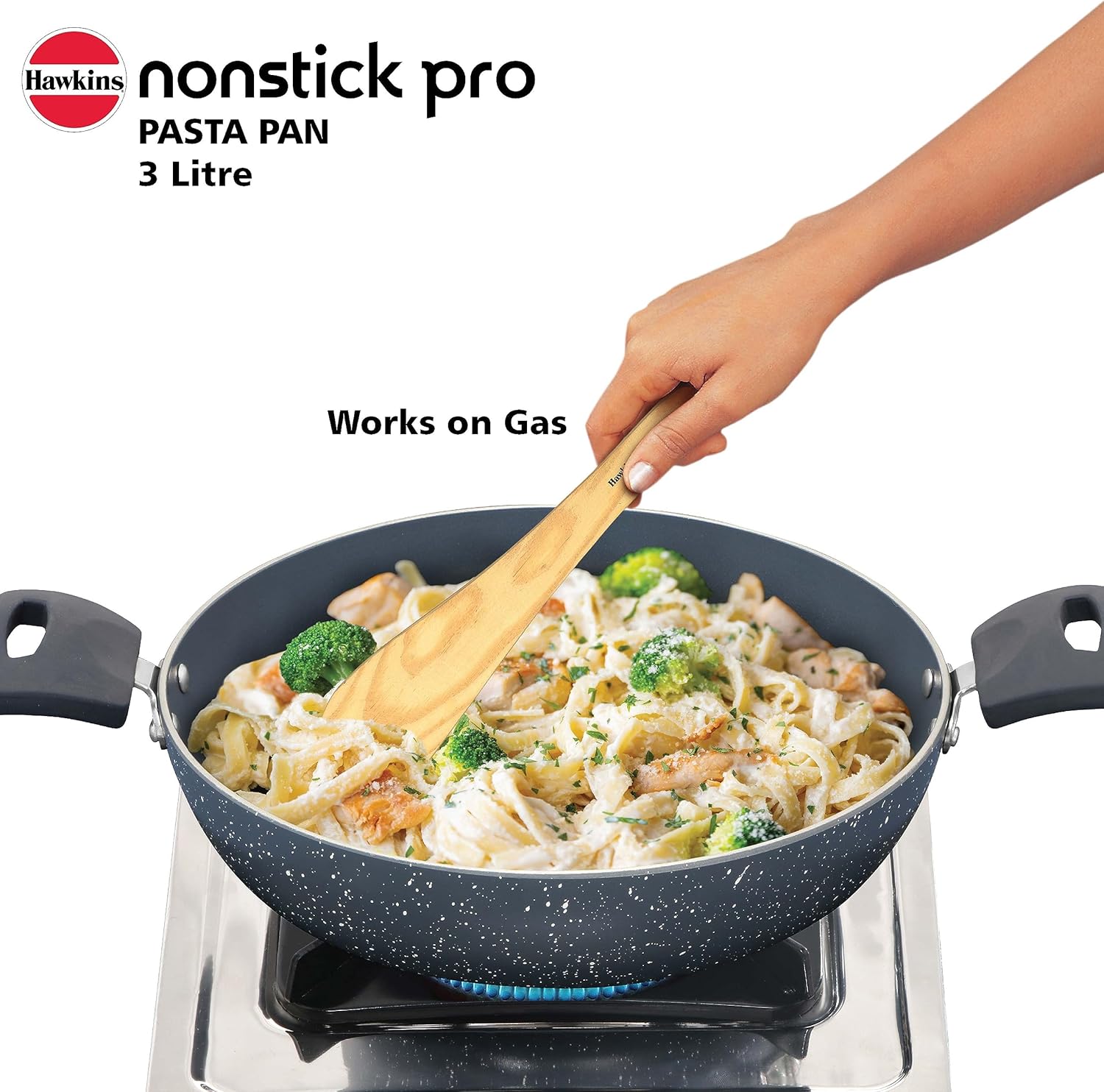 Hawkins ICP28G Nonstick Pro Pasta Pan, 28cm Granite Induction Fry Pan Blue