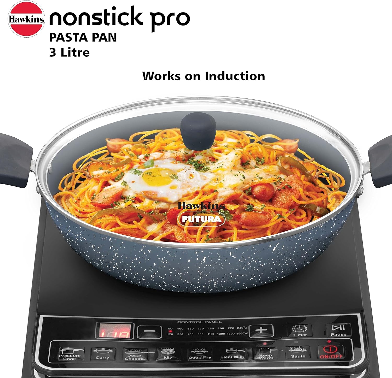 Hawkins ICP28G Nonstick Pro Pasta Pan, 28cm Granite Induction Fry Pan Blue