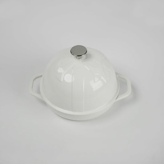 HAWOK Enameled White Cast Iron Bread Oven with Cloche Lid - 7.8inch/20cm Sourdough Baking Pan