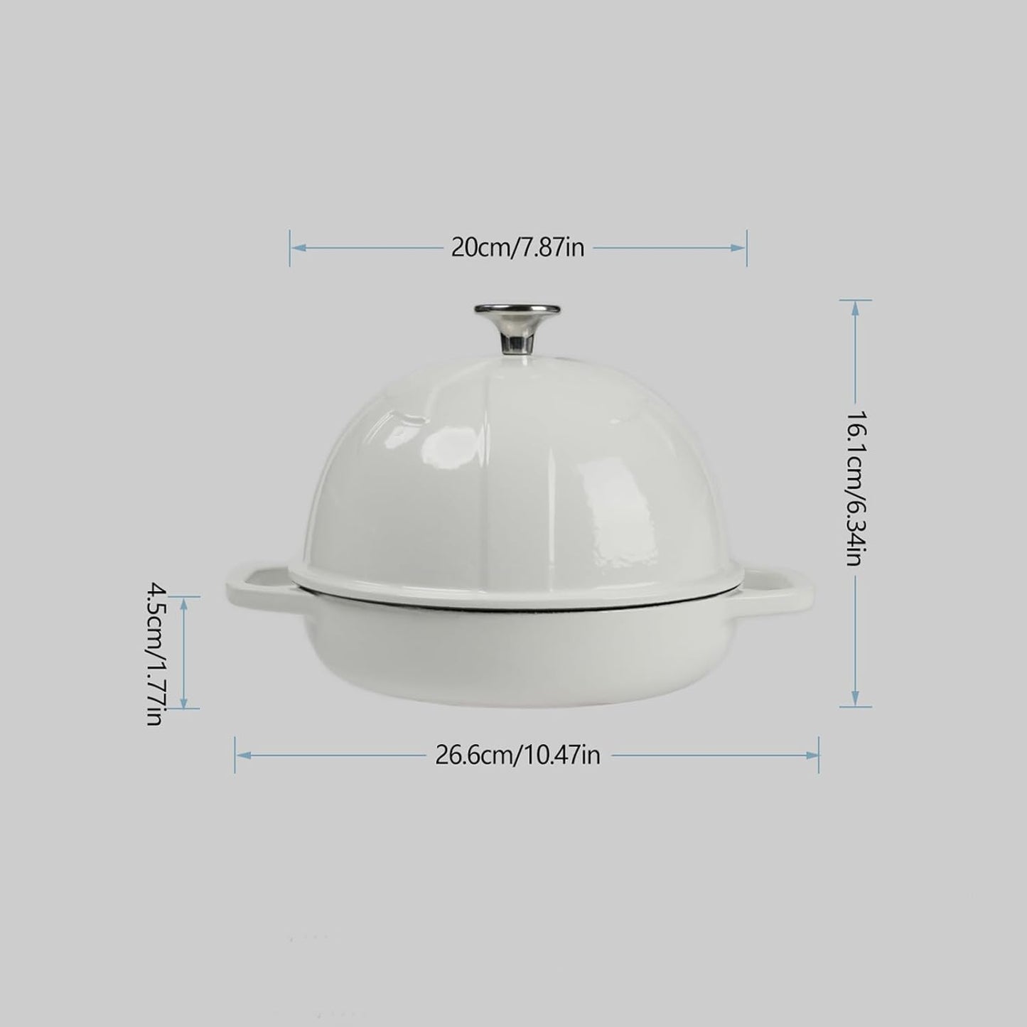 HAWOK Enameled White Cast Iron Bread Oven with Cloche Lid - 7.8inch/20cm Sourdough Baking Pan