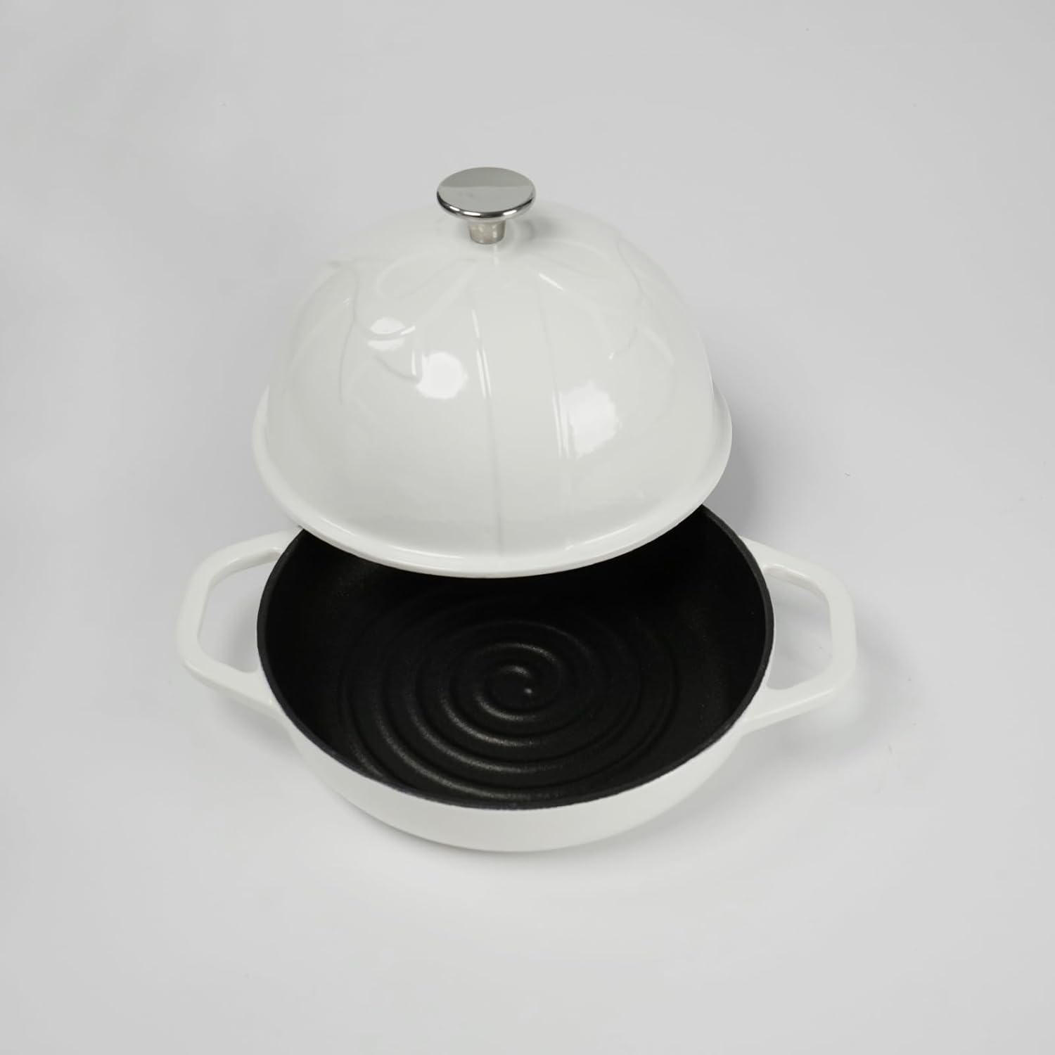 HAWOK Enameled White Cast Iron Bread Oven with Cloche Lid - 7.8inch/20cm Sourdough Baking Pan