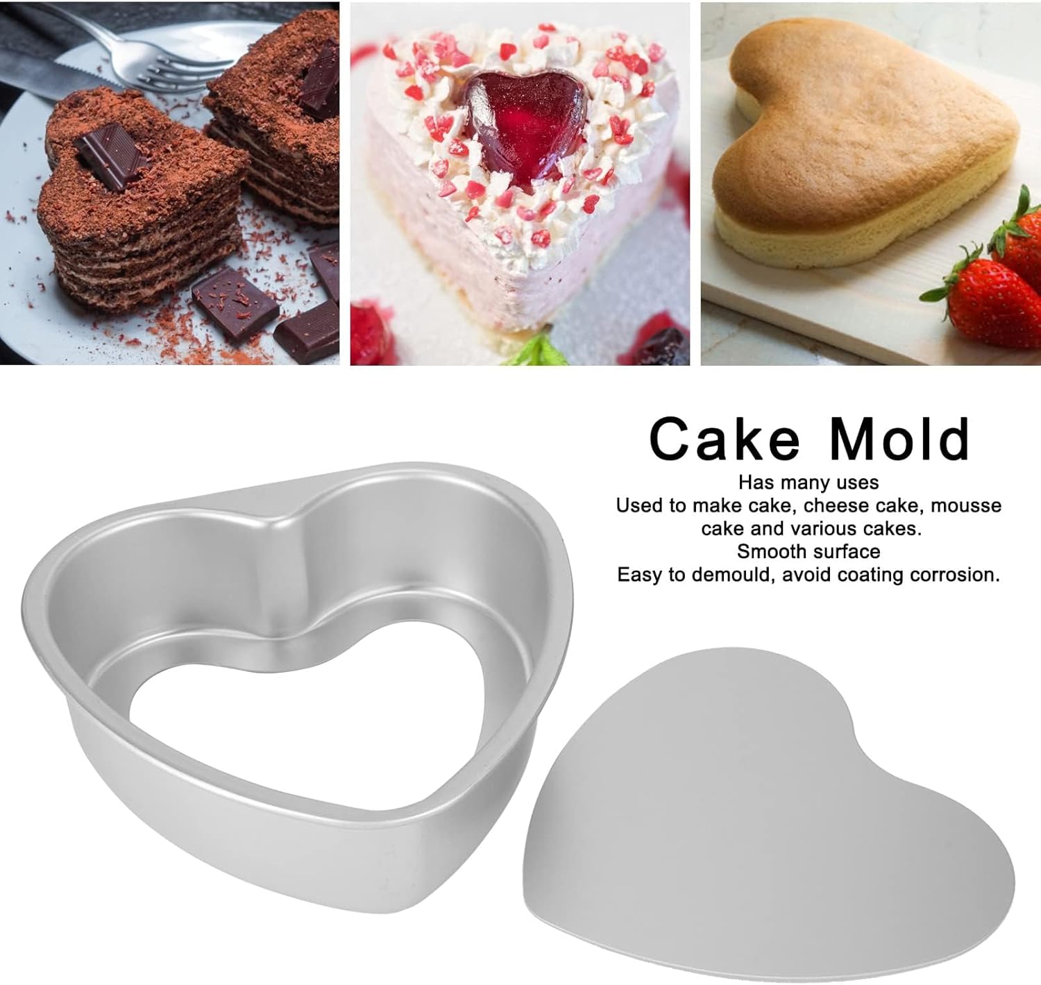 Heart Shaped Cake Pan with Removable Bottom - Aluminium Alloy Cheesecake Tray for DIY Baking