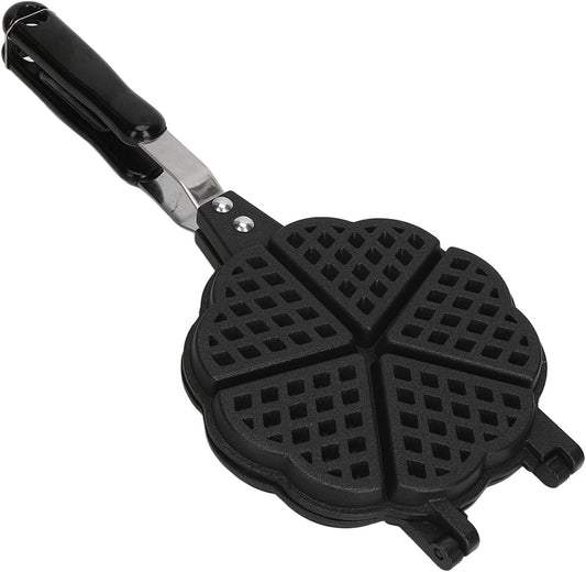 Heart Shaped Nonstick Waffle Maker Pan for Breakfast Sandwiches - Portable Aluminum Alloy Camping Stove Top Waffle Maker