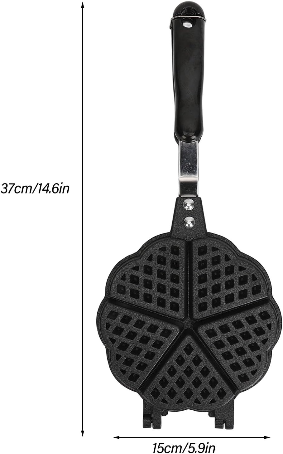 Heart Shaped Nonstick Waffle Maker Pan for Breakfast Sandwiches - Portable Aluminum Alloy Camping Stove Top Waffle Maker
