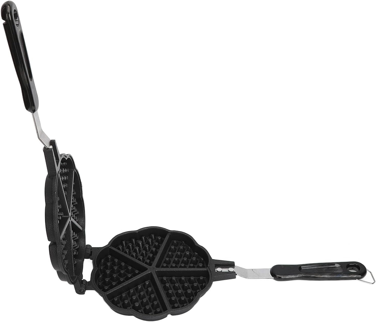 Heart Shaped Nonstick Waffle Maker Pan for Breakfast Sandwiches - Portable Aluminum Alloy Camping Stove Top Waffle Maker