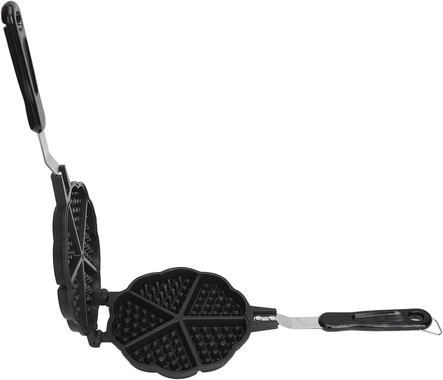 Heart Shaped Nonstick Waffle Maker Pan for Breakfast Sandwiches - Portable Aluminum Alloy Camping Stove Top Waffle Maker