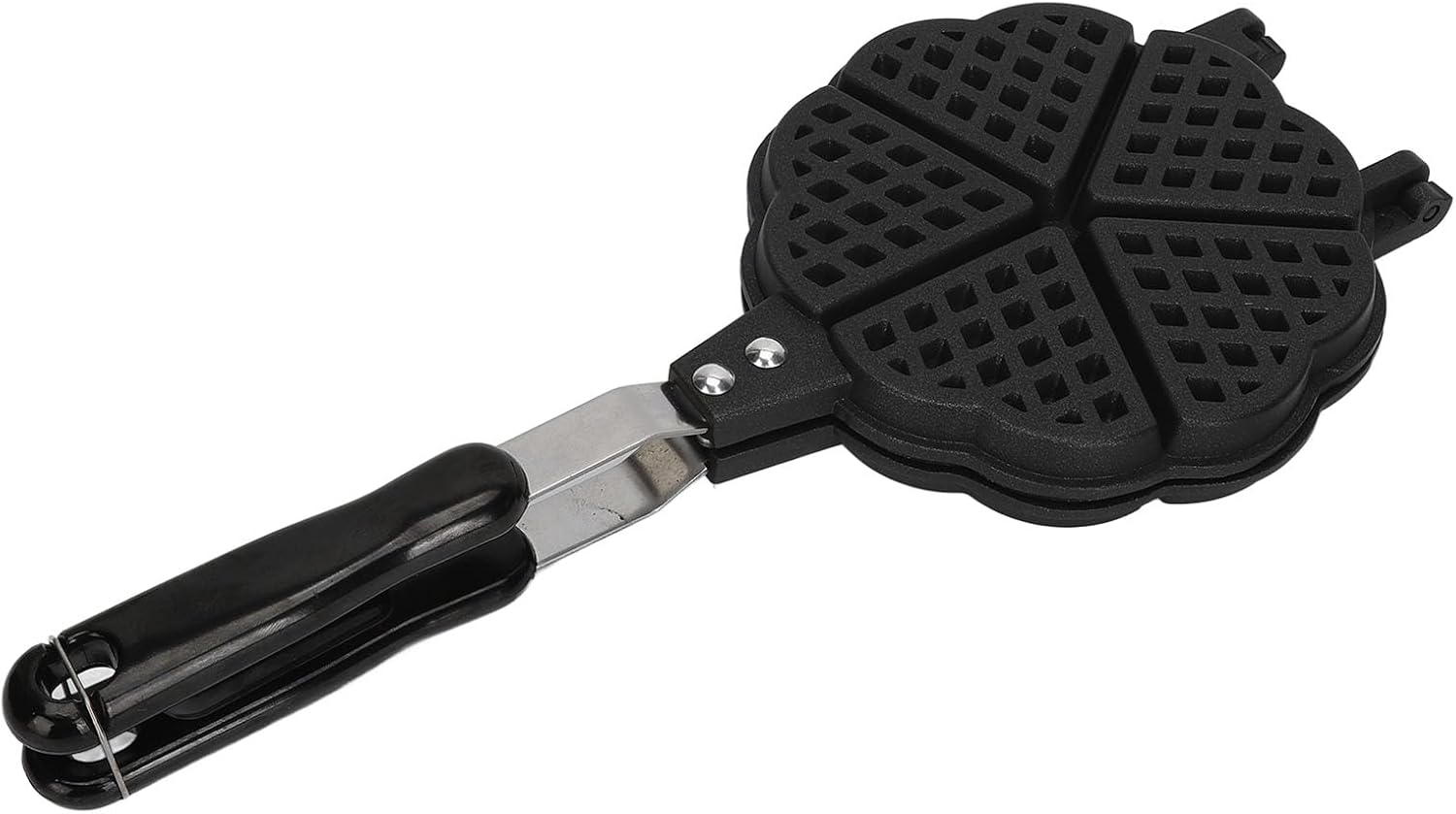 Heart Shaped Nonstick Waffle Maker Pan for Breakfast Sandwiches - Portable Aluminum Alloy Camping Stove Top Waffle Maker