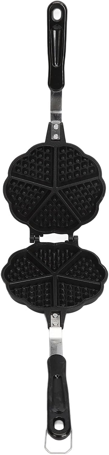 Heart Shaped Nonstick Waffle Maker Pan for Breakfast Sandwiches - Portable Aluminum Alloy Camping Stove Top Waffle Maker