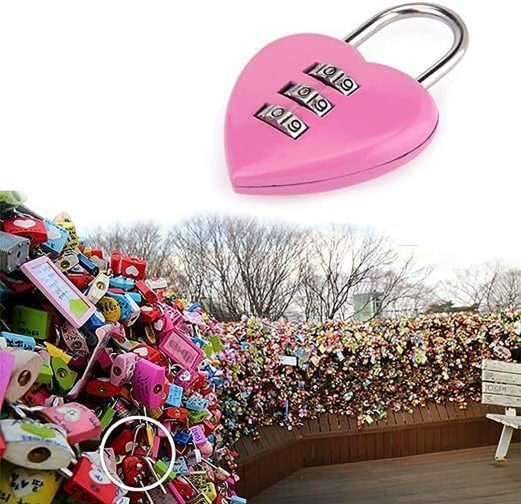 Heart-Shaped Pink Combination Lock with 3-Digit Password for Gym, School, Fence, and Toolbox - Mini Outdoor Padlock for Employee Lockers