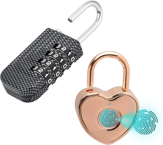 Heart Shaped Smart Padlock Set with Zinc Alloy Material for Gym, Luggage, School, Wallet - 2 Pack Combination Padlock