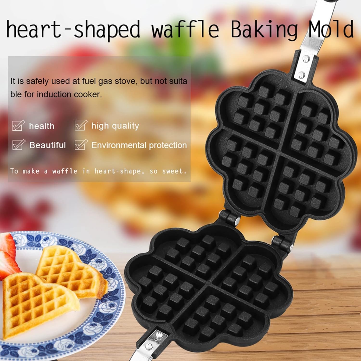 Heart Shaped Tomotato Waffle Maker Pan for Household and Restaurant Use - Non-Stick Mold Press Plate Baking Tool