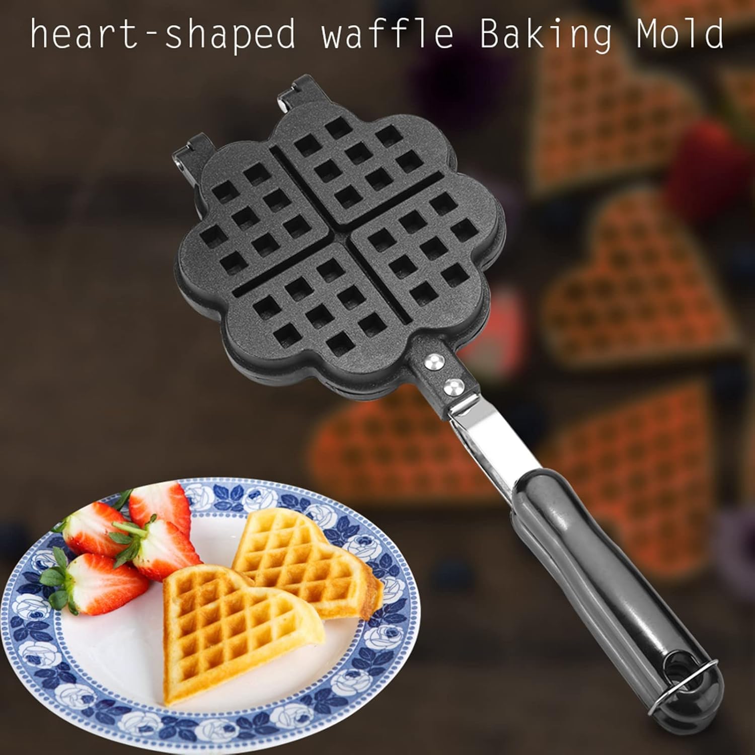 Heart Shaped Tomotato Waffle Maker Pan for Household and Restaurant Use - Non-Stick Mold Press Plate Baking Tool