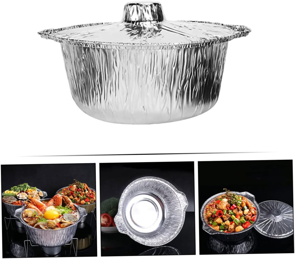 Heat-Resistant Baking Pot Oven Liner Foil Pans Set with Collapsible Bowls for Camping & Steaming