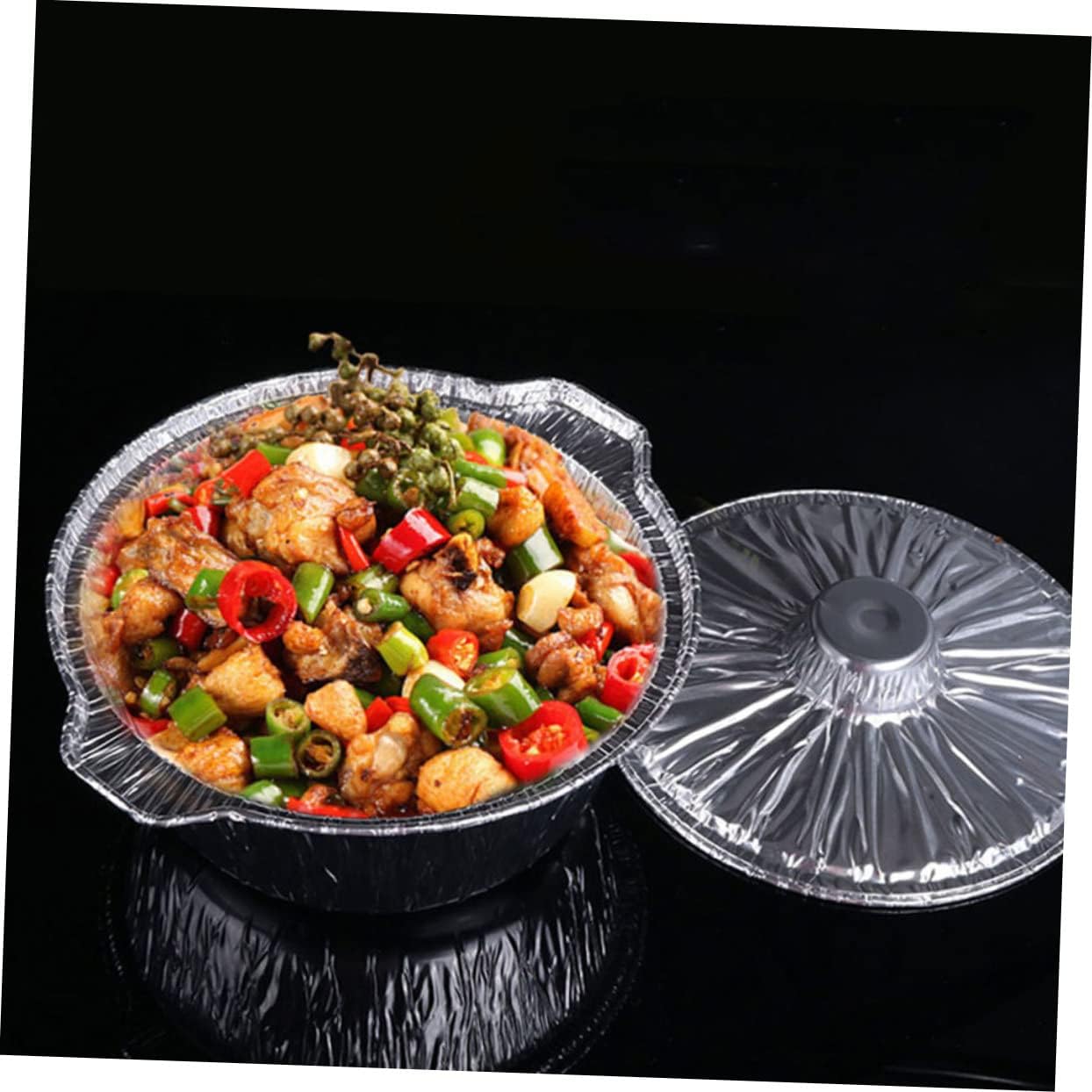 Heat-Resistant Baking Pot Oven Liner Foil Pans Set with Collapsible Bowls for Camping & Steaming