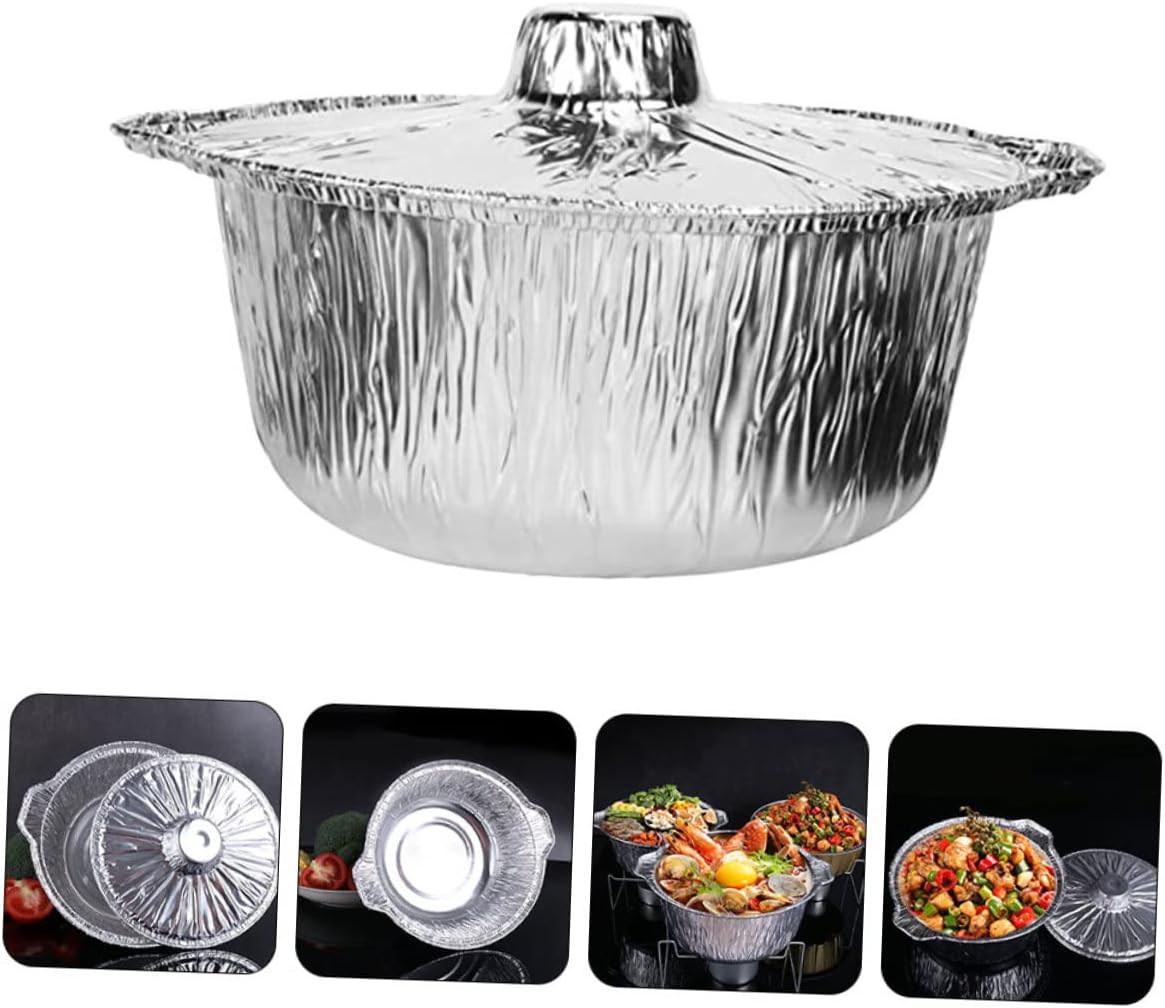 Heat-Resistant Baking Pot Oven Liner Foil Pans Set with Collapsible Bowls for Camping & Steaming