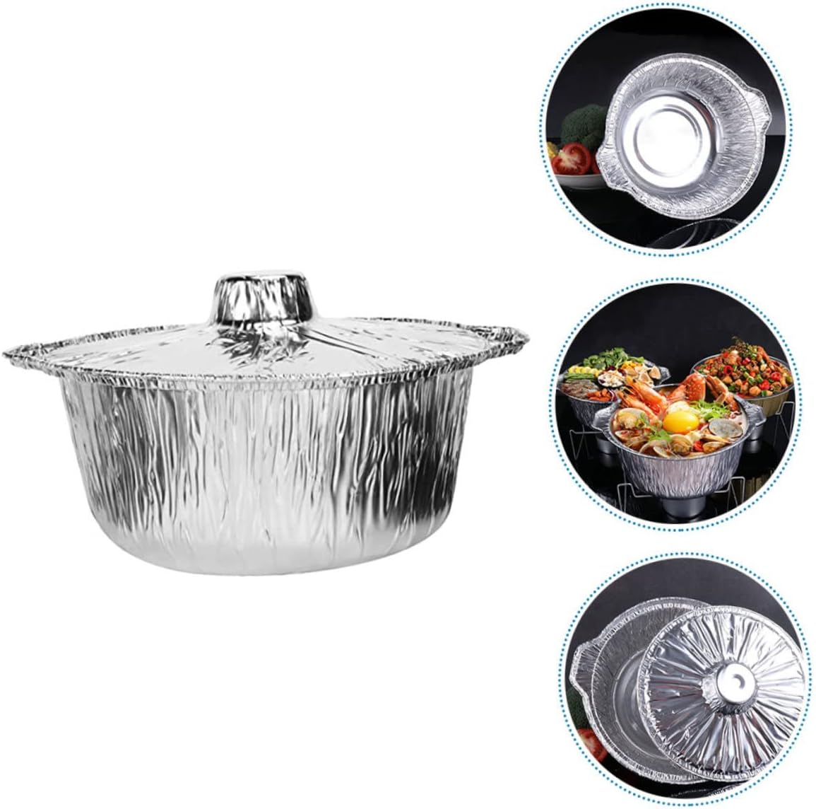 Heat-Resistant Baking Pot Oven Liner Foil Pans Set with Collapsible Bowls for Camping & Steaming