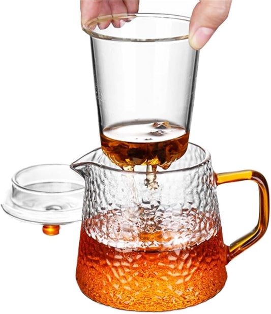 Heat Resistant Glass Teapot with Infuser - 600ml Tea Kettle Diffuser Set