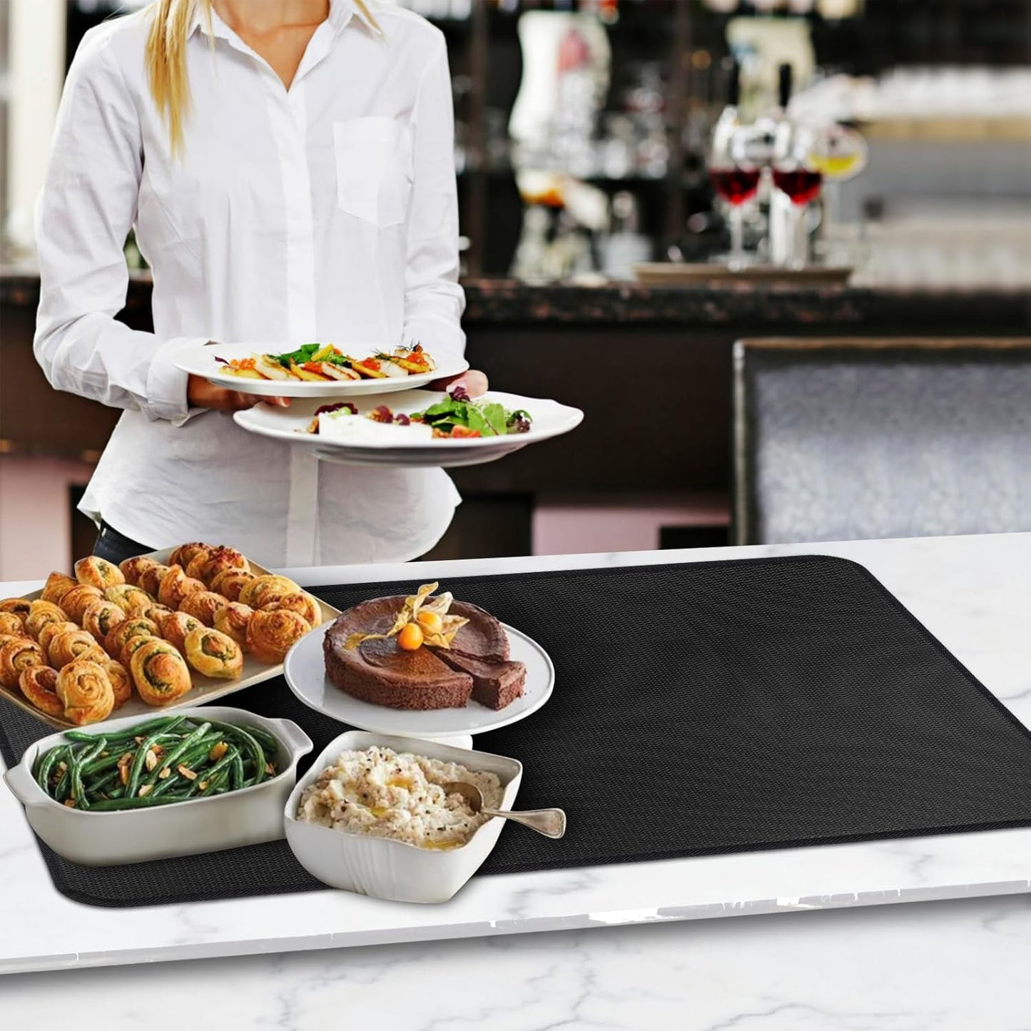 Heat Resistant Silicone Mats for Countertop - 24x31in Nonskid Mats for Kitchen Appliances - Air Fryer, Coffee Maker, Toaster, Oven