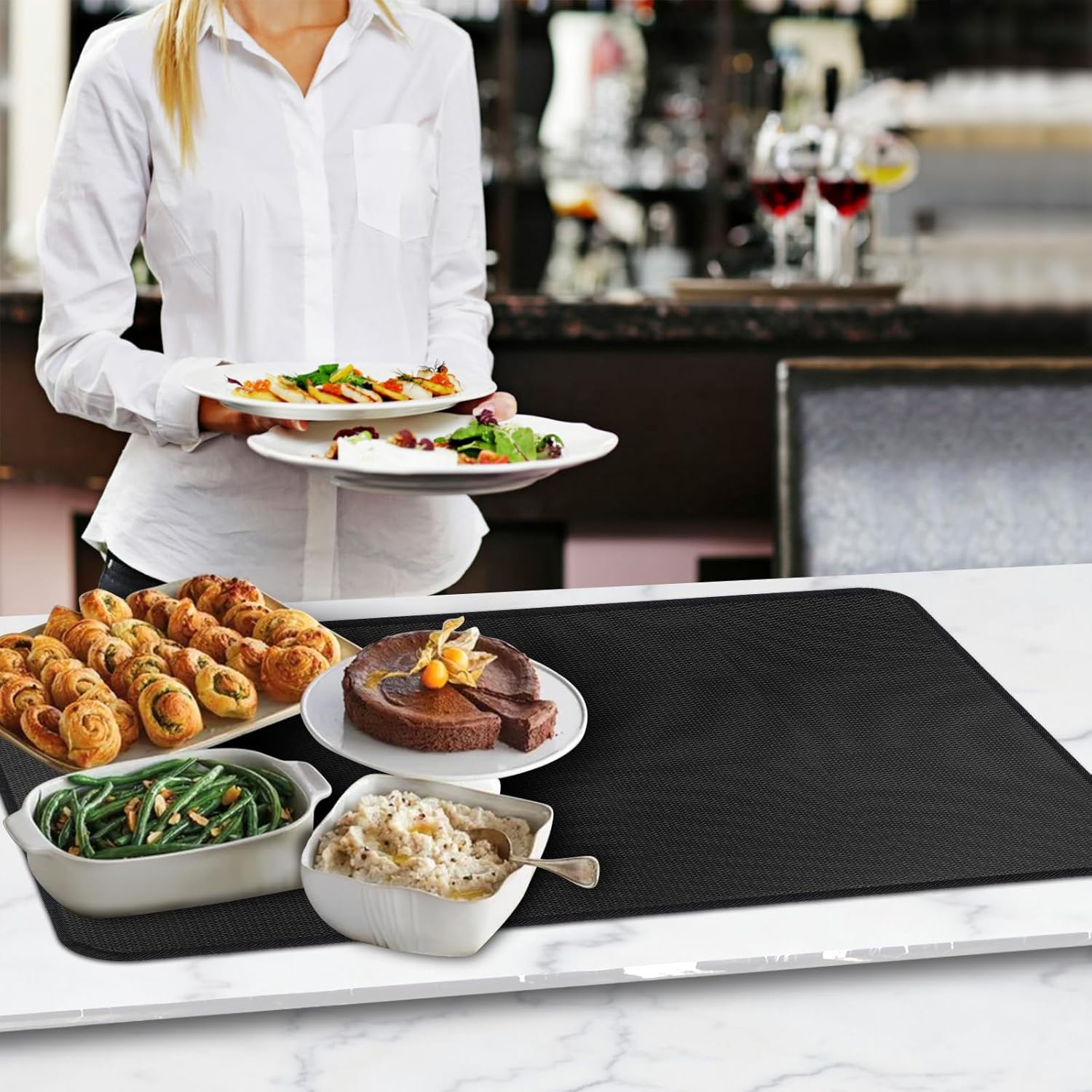 Heat Resistant Silicone Mats for Countertop - 24x31in Nonskid Mats for Kitchen Appliances - Air Fryer, Coffee Maker, Toaster, Oven