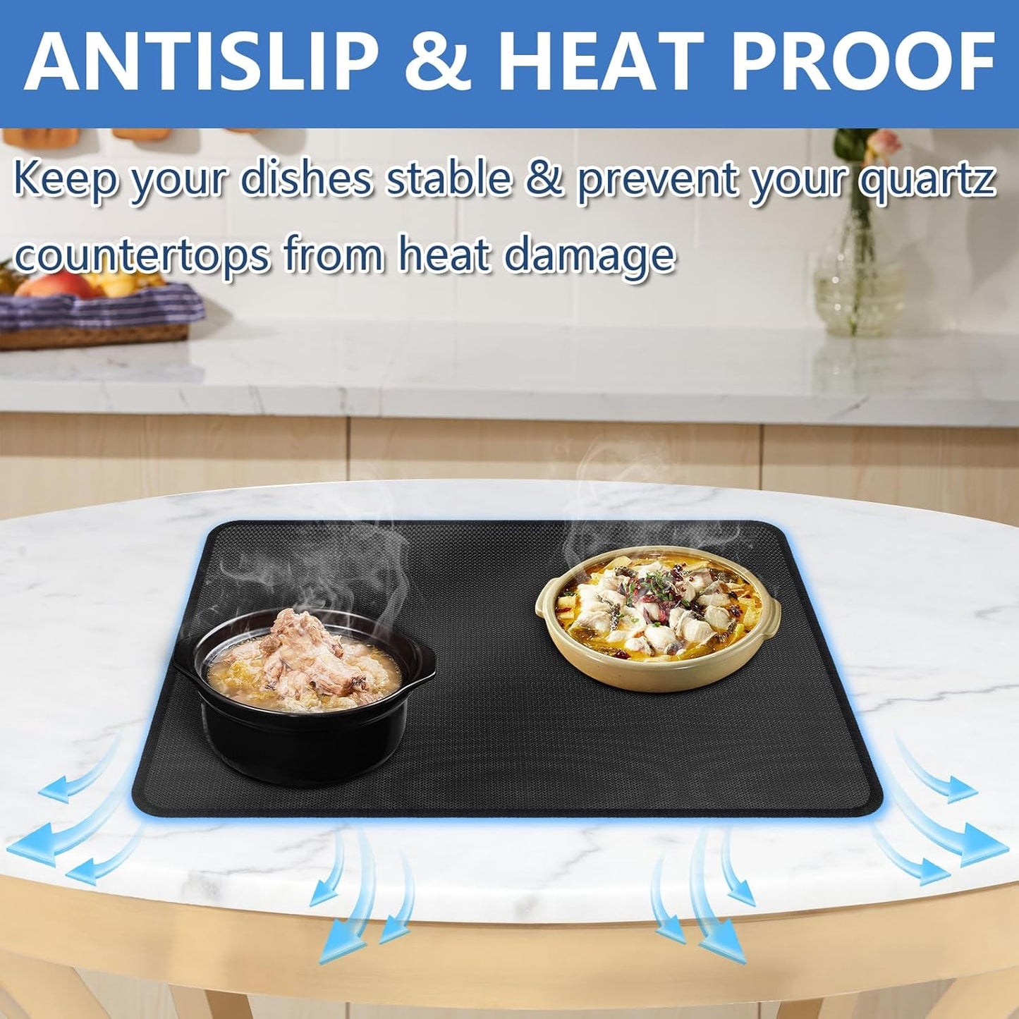 Heat Resistant Silicone Mats for Countertop - 24x31in Nonskid Mats for Kitchen Appliances - Air Fryer, Coffee Maker, Toaster, Oven