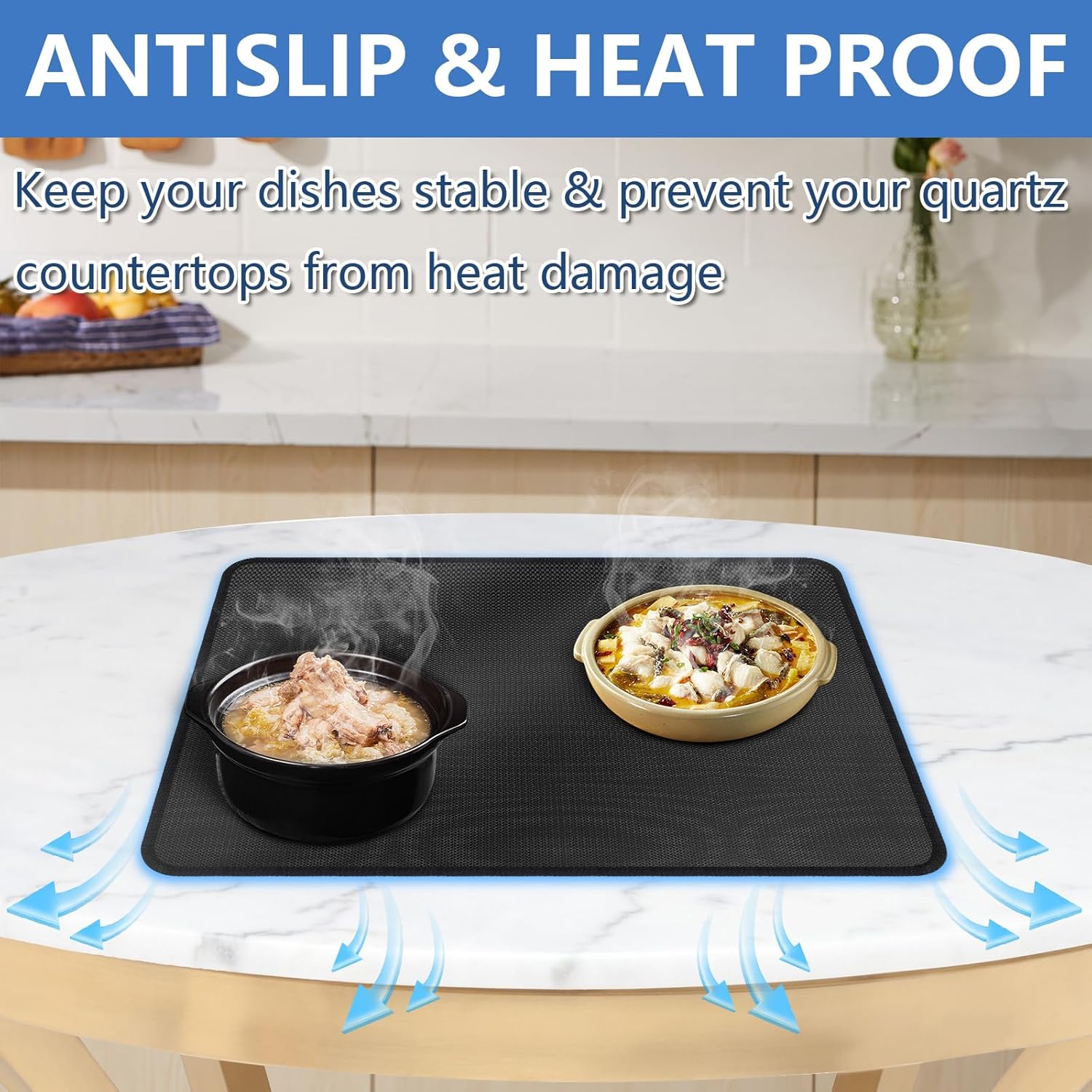 Heat Resistant Silicone Mats for Countertop - 24x31in Nonskid Mats for Kitchen Appliances - Air Fryer, Coffee Maker, Toaster, Oven