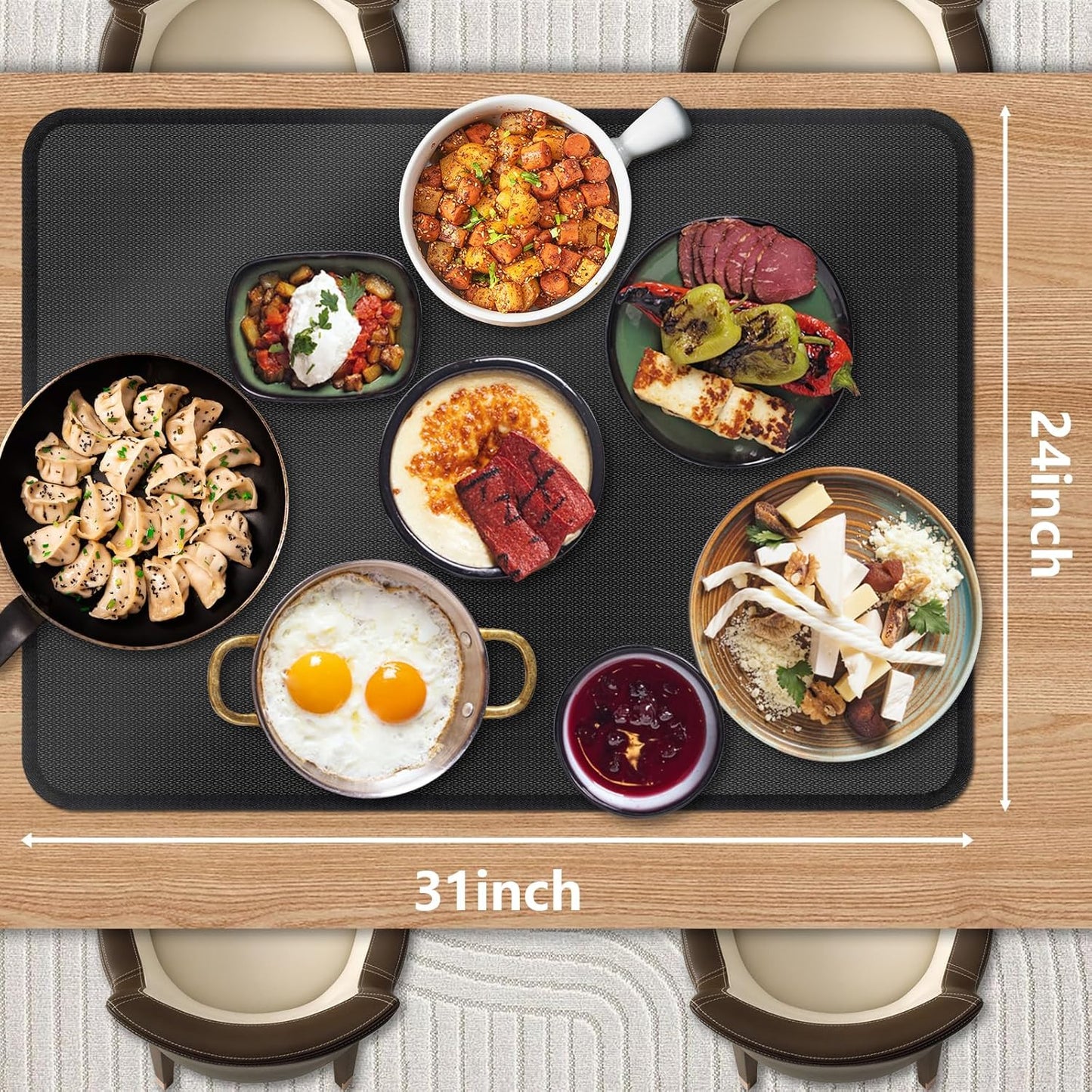 Heat Resistant Silicone Mats for Countertop - 24x31in Nonskid Mats for Kitchen Appliances - Air Fryer, Coffee Maker, Toaster, Oven