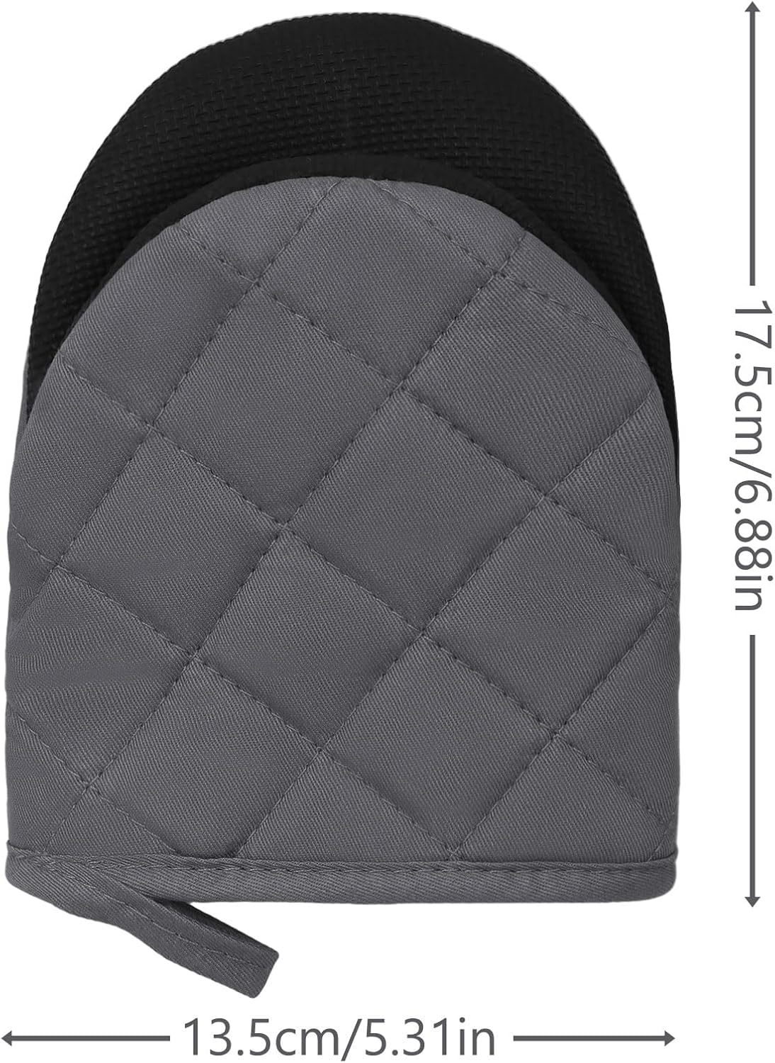 Heat Resistant Silicone Short Oven Mitts - 1 Pair for 500 Degrees - Non-Slip Grip, Hanging Loop, Machine Washable - Baking, Grilling, Barbecue