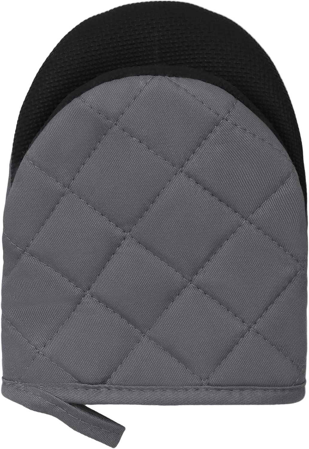 Heat Resistant Silicone Short Oven Mitts - 1 Pair for 500 Degrees - Non-Slip Grip, Hanging Loop, Machine Washable - Baking, Grilling, Barbecue