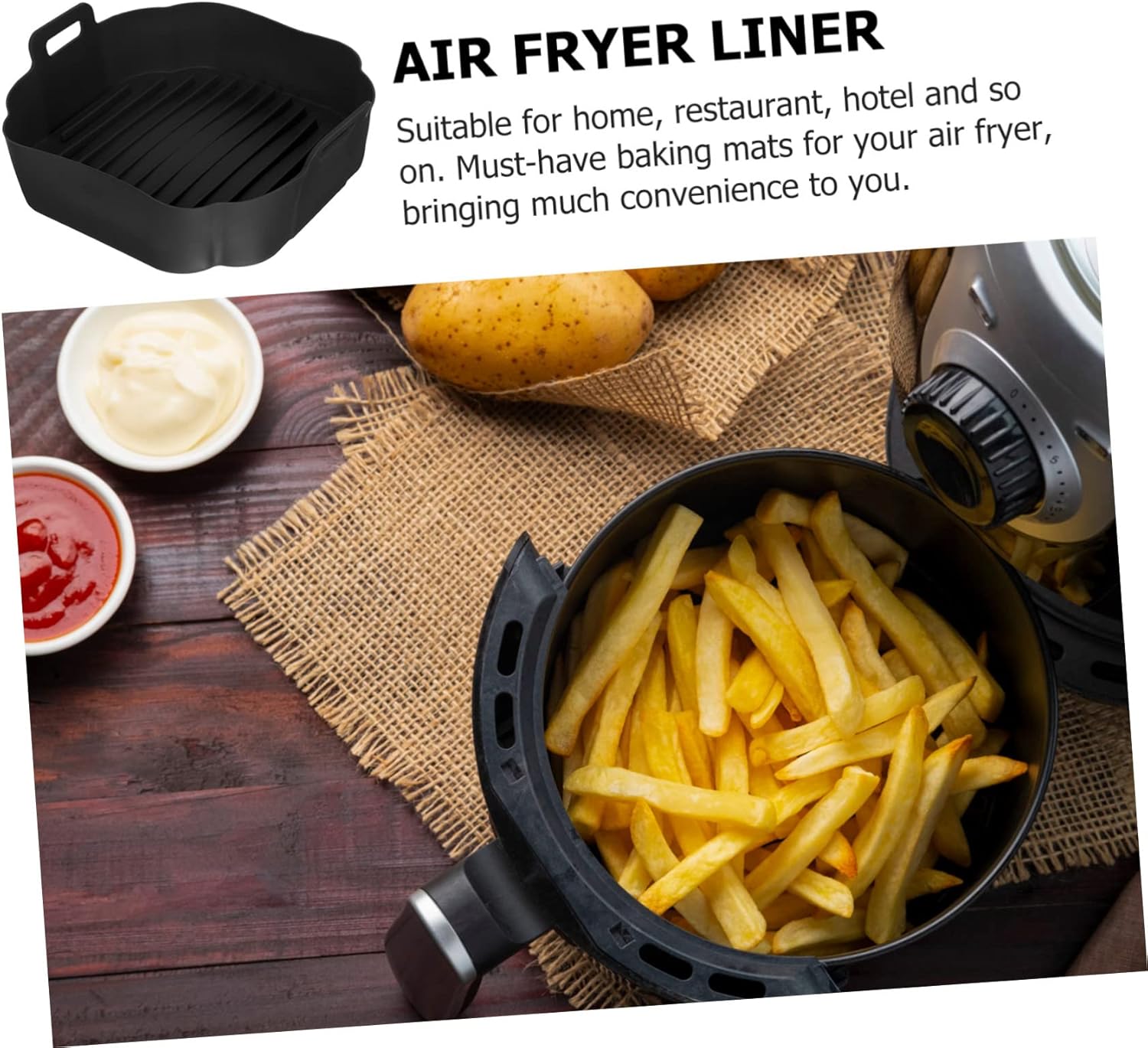 Heat Resistant Zerodeko Air Fryer Silicone Liner - Compatible with 7 Air Fryers - Easy Cleaning Baking Mat for Air Fryer Accessories