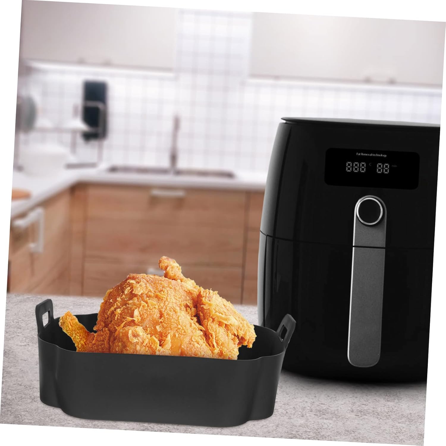 Heat Resistant Zerodeko Air Fryer Silicone Liner - Compatible with 7 Air Fryers - Easy Cleaning Baking Mat for Air Fryer Accessories