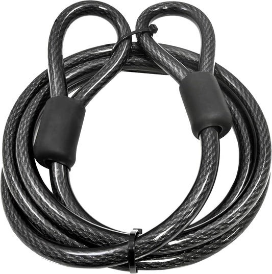 Heavy-Duty 12mm Lumintrail Security Cable with Vinyl Coated Braided Steel and Looped Ends - 7 Feet - WildKart