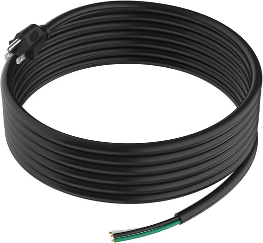 Heavy Duty 15ft 12 Gauge Male-to-Male Power Cord for Power Tools, Grinders, and Dishwashers - 110V 115V 120V Electrical Replacement Cord