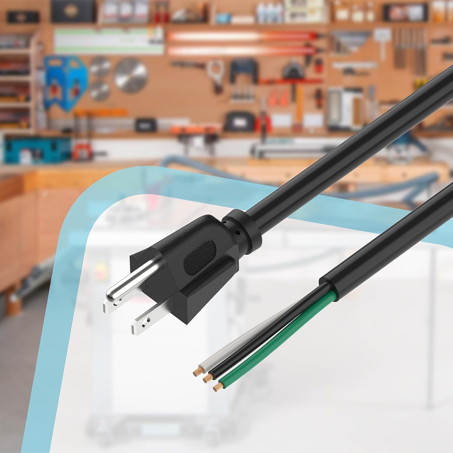 Heavy Duty 15ft 12 Gauge Male-to-Male Power Cord for Power Tools, Grinders, and Dishwashers - 110V 115V 120V Electrical Replacement Cord
