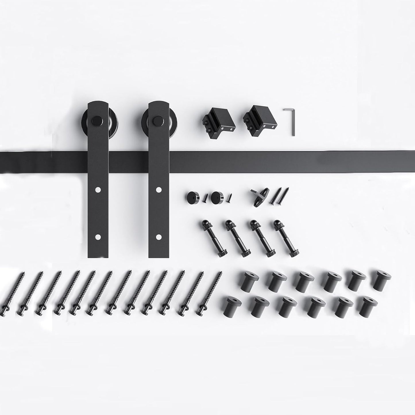 Heavy Duty 16 FT Sliding Barn Door Hardware Track Kit - Easy Installation, Smooth & Quiet Operation - Ideal for 96" Wide Single Doors - WildKart