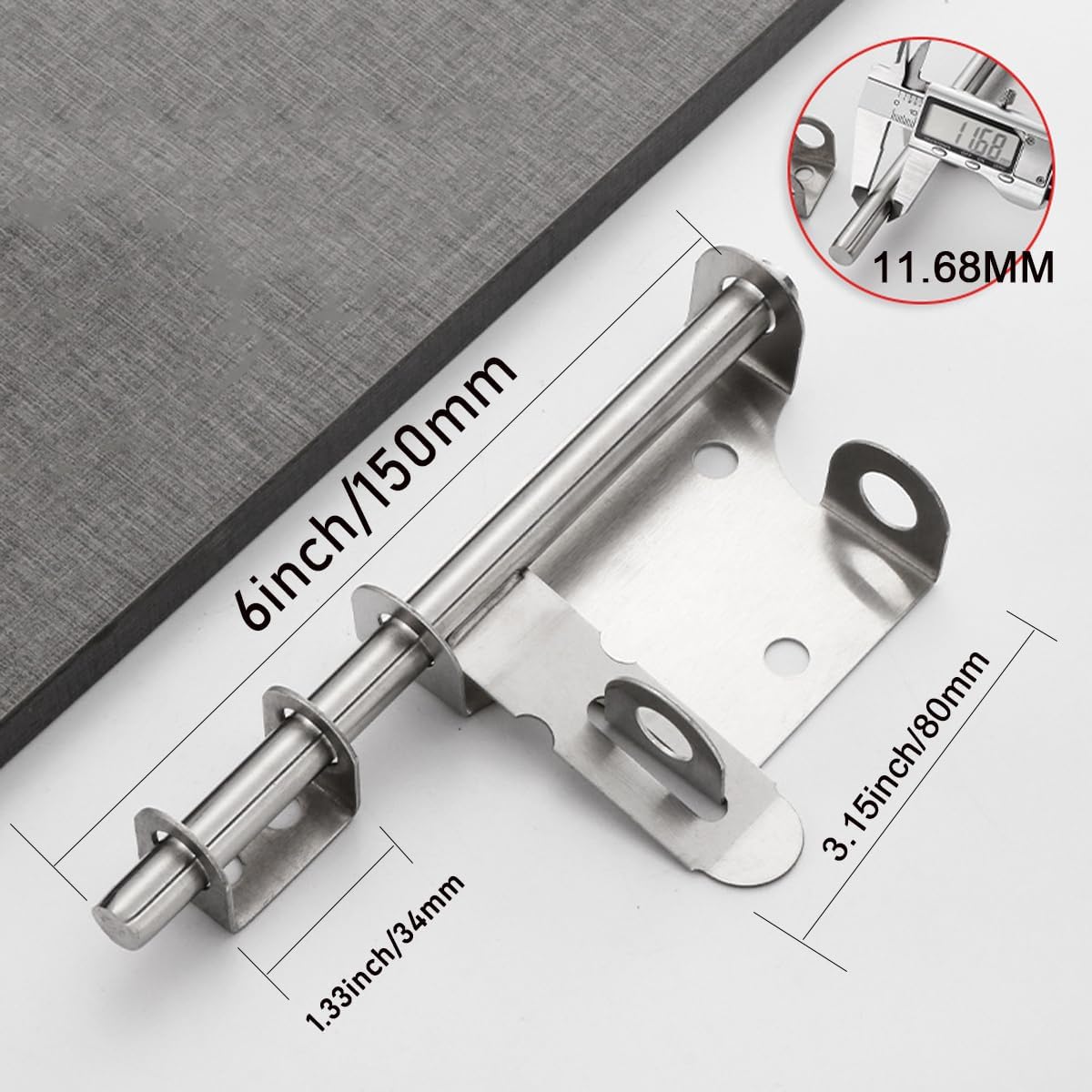 Heavy Duty 2 Inch Sliding Gate Latch with Padlock Hole - Thickened Barrel Bolts for Safety Interior Doors (6 inch)