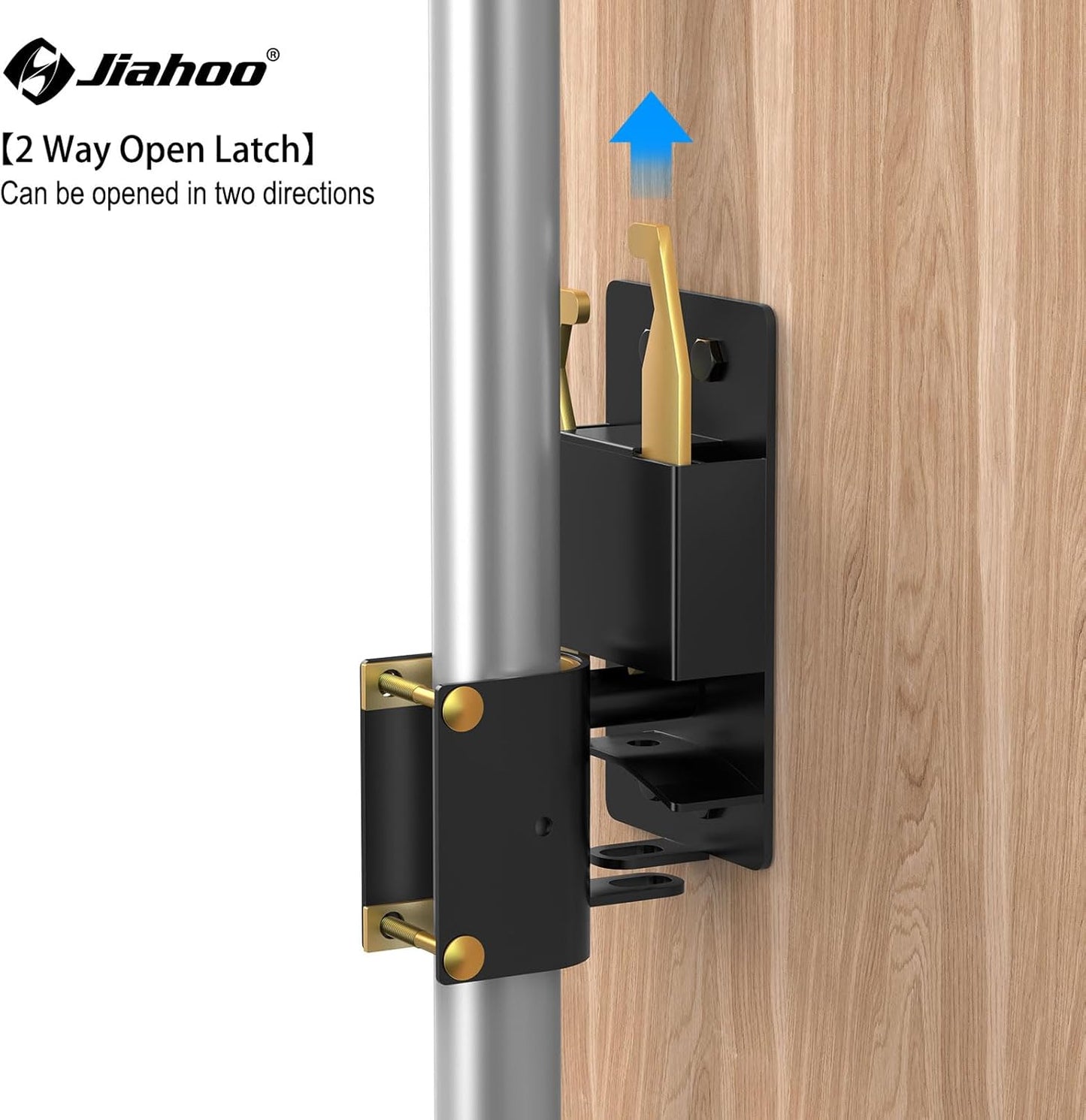 Heavy Duty 2-Way Farm Gate Latch for Metal Tube Gates - Livestock Hardware with Brass Padlock