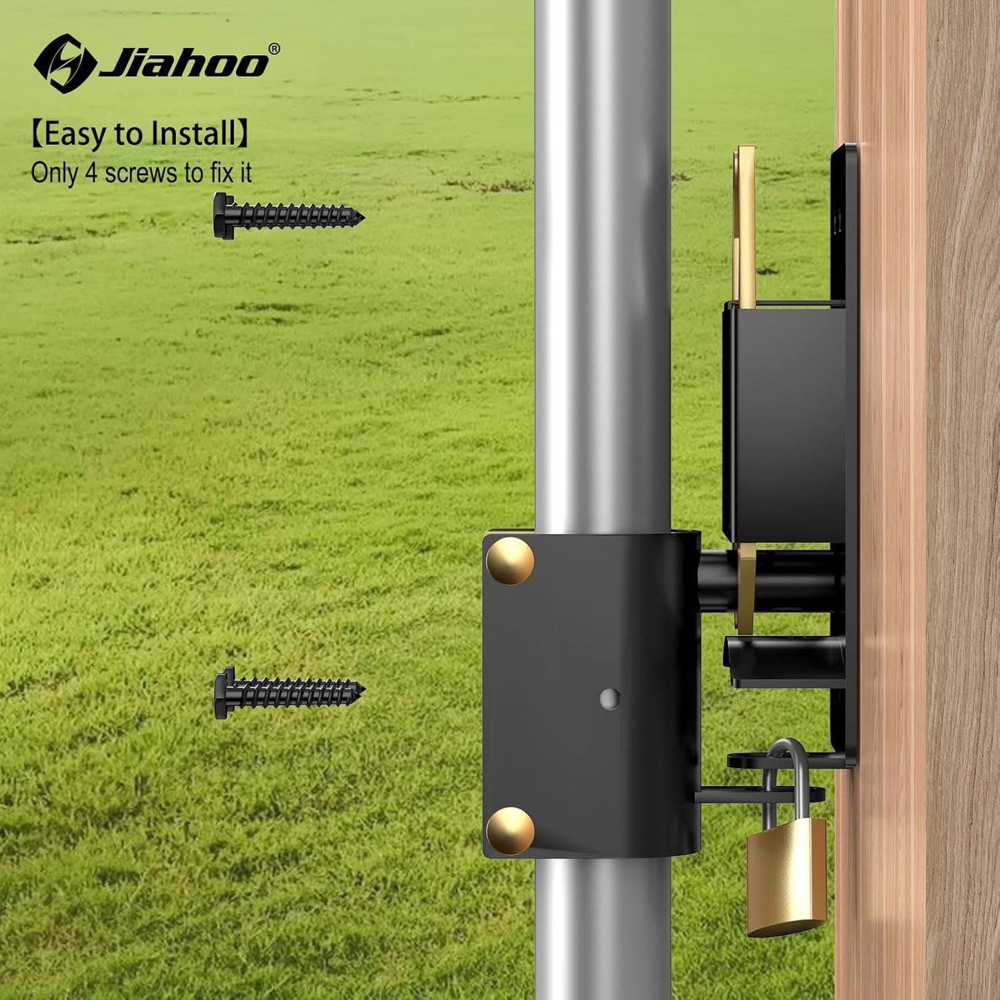 Heavy Duty 2-Way Farm Gate Latch for Metal Tube Gates - Livestock Hardware with Brass Padlock