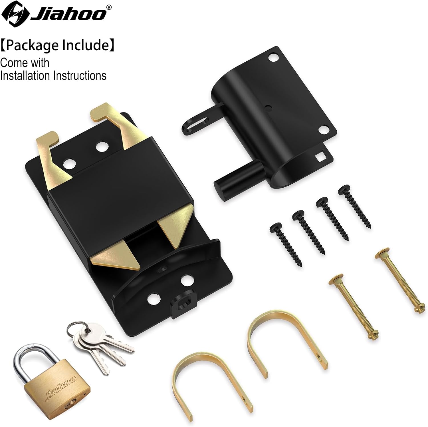 Heavy Duty 2-Way Farm Gate Latch for Metal Tube Gates - Livestock Hardware with Brass Padlock